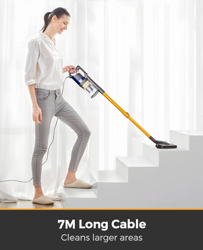 VACTechPro Corded 3-in-1 Stick Vacuum, Powerful 600W, Lightweight Design, 800ML Dustbin, Upright Handheld for Hardwood & Pet Hair
