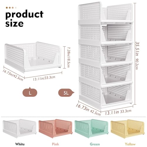 SNSLXH Stackable Closet Storage Basket Set - Versatile Organizer for Bathroom, Kitchen, Laundry - Space-Saving Clothes Drawer Organizer