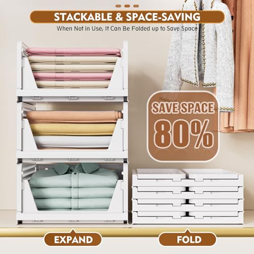 SNSLXH Stackable Closet Storage Basket Set - Versatile Organizer for Bathroom, Kitchen, Laundry - Space-Saving Clothes Drawer Organizer