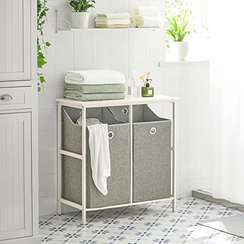 SoBuy Laundry Cabinet Chest with 2 Removable Baskets, Bathroom Storage Shelf