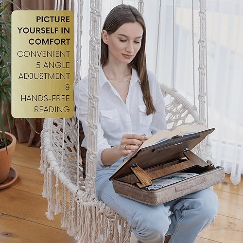 Vigo Wood Book Holder Stand - Enhance Reading Comfort with 5 Angles - Storage for Books, Tablets, Cookbooks
