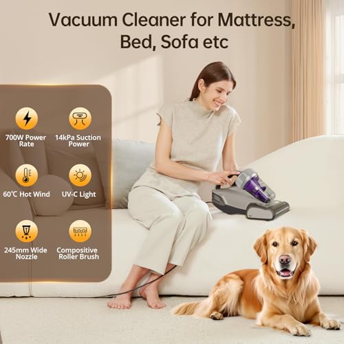 Jimmy JV35 Anti Dust Mite Mattress Vacuum Cleaner, UV-C Light, 700W Power - Ideal for Bed, Sofa, Pillows