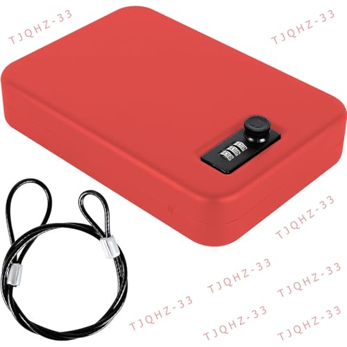 Portable Handgun Case with Lock Box and Security Cable, Small Safe for Travel, Home, Camping
