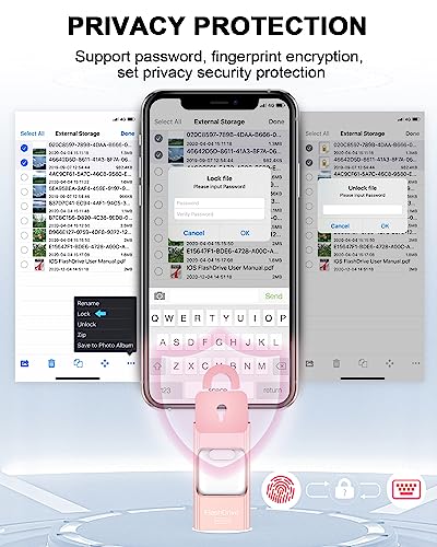ROSPE 32GB USB Stick: 4-in-1 Flash Drive for Phone/Pad/PC, Pink