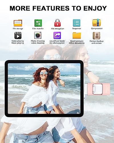 ROSPE 32GB USB Stick: 4-in-1 Flash Drive for Phone/Pad/PC, Pink