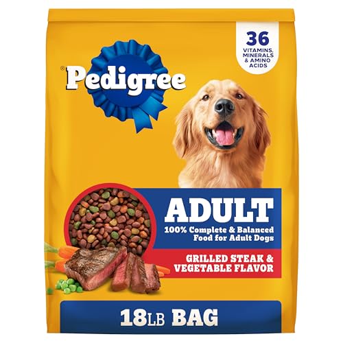 Pedigree Dry Dog Food, Grilled Steak & Veg Flavor, 18lb Bag