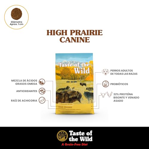 Taste of the Wild High Prairie Grain-Free Dog Food with Bison & Venison - High Protein, Nutrients, Probiotics 28lb