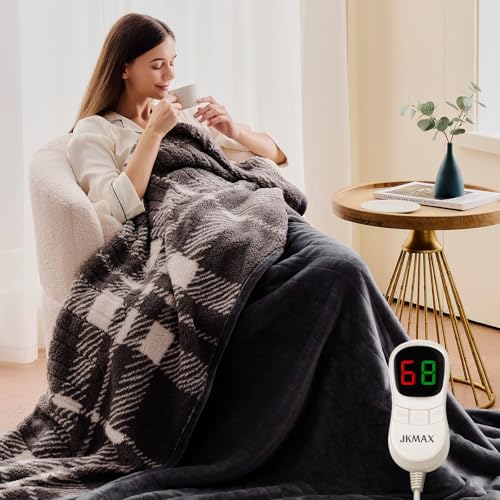 CozyFlame Full Size Electric Heated Blanket - 72x84 Flannel, 10 Heat Levels, 5 Time Settings, Over-Heat Protection - Winter Warmer