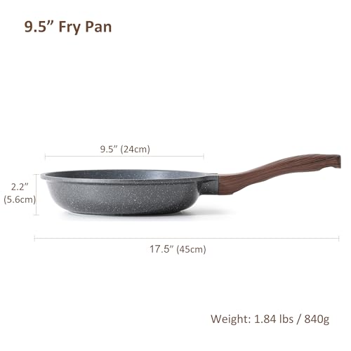 SENSARTE Granite Coated Frying Pan - Healthy Nonstick Chef's Skillet for Omelettes - PFOA Free Stone Cookware (9.5 Inch)