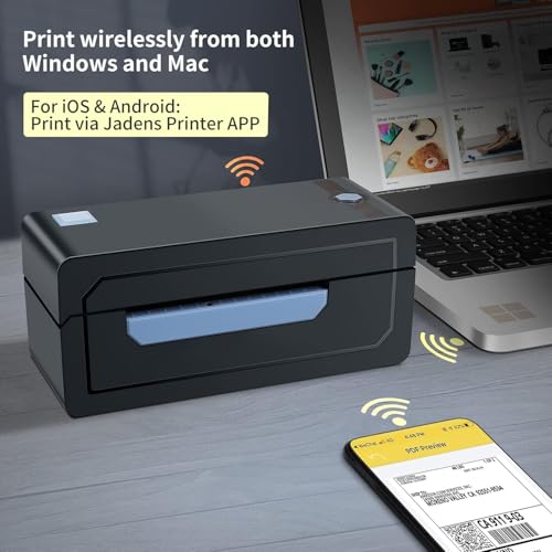 JADENS Thermal Label Printer: 4x6 Shipping, Bluetooth, Android/iPhone/Mac, Hermes, Amazon, Shopify