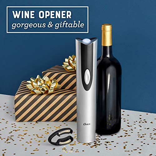 Oster Cordless Wine Opener: Electric with Foil Cutter, Silver