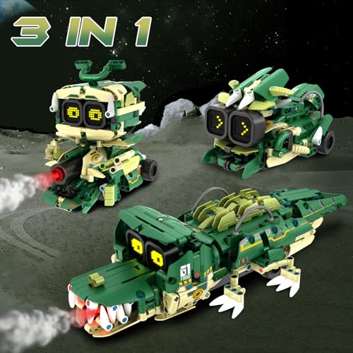 STEM Robot Building Kit for Kids 6-14, Remote Control, Music Spray - 513 Pcs Building Blocks Set - Fun Birthday Xmas Gift