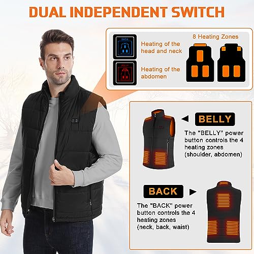 Rtdep Heated Vest: Men Women Battery Pack, 8 Heating Zones, Winter Warm Jacket
