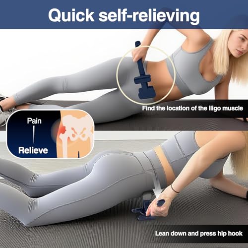 Hip Hook Psoas Release Tool - Adjustable for Pain Relief - Trigger Point Massage (Blue)
