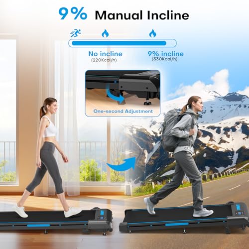 FOUSAE 4 in 1 Walking Pad Treadmill - 9% Incline, 12 HIIT Programs