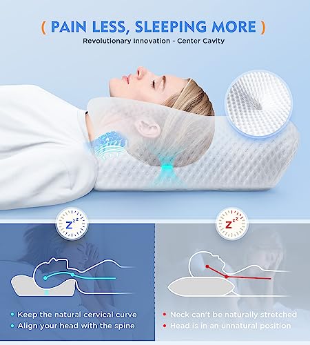 Osteo Neck Pain Relief Pillow with Cooling Memory Foam - Orthopedic Support for Side Back Sleepers