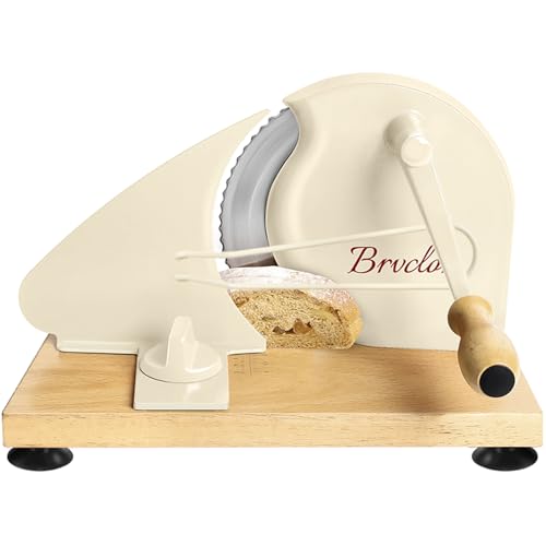 Manual Bread Slicer for Homemade Sourdough, Metal Guide, Adjustable Thickness, Hand Crank, Scale Line, Suction Cup, Sharp Blade