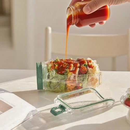 Salad Pod Jar with Built-in Bowl Design - Portable Container for Fresh Breakfast Fruit Storage
