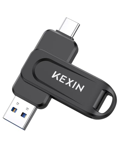 KEXIN 128GB USB C Memory Stick Swivel Flash Drive for Smartphone Tablet, Black