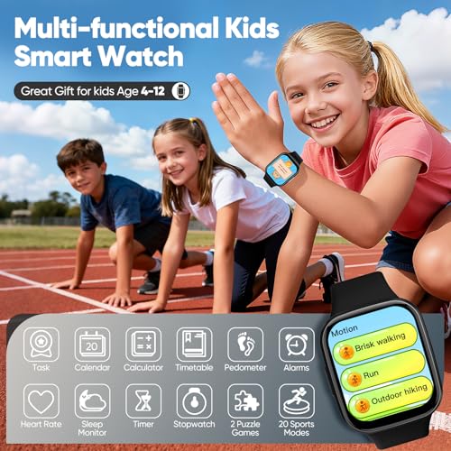 HTTWCOD Kids Smart Watch, HD Touch Fitness Tracker Heart Rate & Sleep Monitor, IP68 Waterproof SmartWatch, Gifts for Kids 4-12