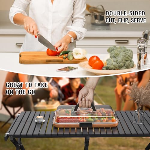 Clear Lid Charcuterie Board: Portable Cheese Board for Kitchen, Housewarming Gift for Women - 6 Compartments Black