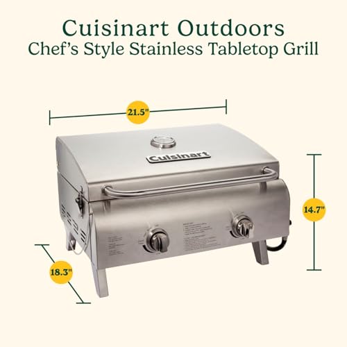 Cuisinart Tabletop Portable Propane Gas Grill 2-Burner BBQ