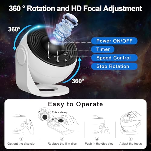 Galaxy Star Projector Light, Nebula Night Light for Bedroom, LED Space Lamp Room Decor, Timer, 13 in 1, Adults Kids