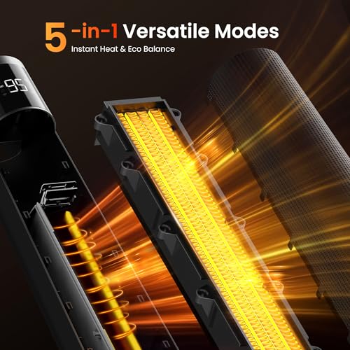 Ceramic Heater with Remote Control & Timer, 70° Oscillation, 1500W, 3 Heat Modes - Ideal for Office & Home