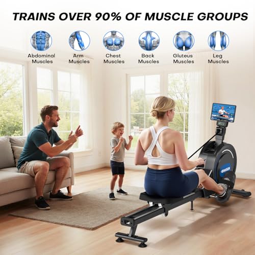 DMASUN Magnetic Rowing Machine - 350 LB Capacity, Foldable Rower with App, 16/32 Resistance Levels