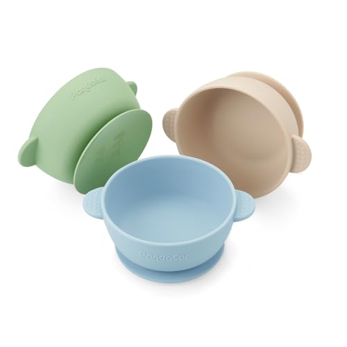 PandaEar Baby Suction Bowls Set| 3-Pack for Toddlers| Soft Silicone, BPA-Free