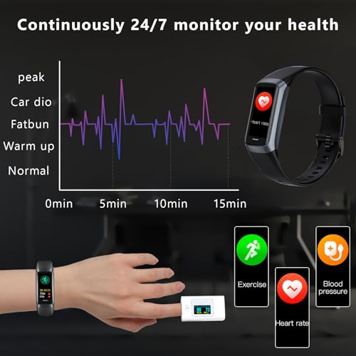 FitPro Heart Rate Tracker: 24/7 Monitoring, IP68 Waterproof, 25 Sport Modes, 1.1" Color Screen - Android/iOS - Dark Black