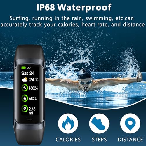 FitPro Heart Rate Tracker: 24/7 Monitoring, IP68 Waterproof, 25 Sport Modes, 1.1" Color Screen - Android/iOS - Dark Black