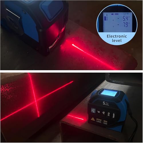 Brand 4-in-1 Laser Tape Measure: Laser Level, 130ft Distance, AutoLock Tape - Backlit LCD Display - DIY, Construction, Interior Design
