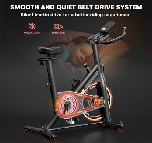 Spin Bike for Home Gym, Quiet Exercise Cycle with Comfortable Seat, Indoor Cardio Equipment