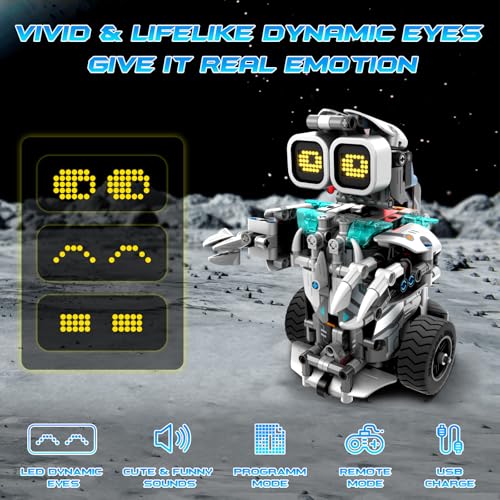 STEM Dino Motorcycle Robot Building Kit for Kids 6-14 - Remote & APP Controlled, Music Spray - 646 Pcs Blocks Set for Boys Girls