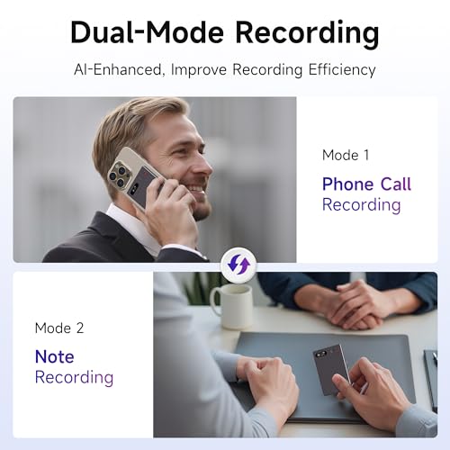 Voice Recorder 64GB Memory, Transcribe & Summarize with AI, 118+ Languages, Magnetic - Ideal for Meetings, Lectures, Calls