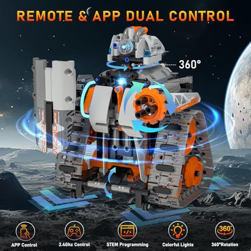 STEM Building Kit: Remote Controlled Mech Robots & Tanks, 552 Pcs DIY Blocks Set for Kids 6-14. Perfect Science Learning Gift.