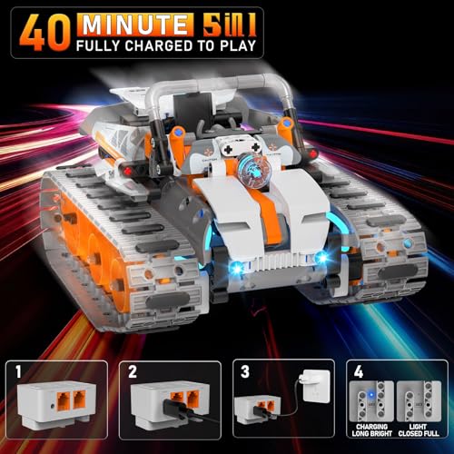 STEM Building Kit: Remote Controlled Mech Robots & Tanks, 552 Pcs DIY Blocks Set for Kids 6-14. Perfect Science Learning Gift.