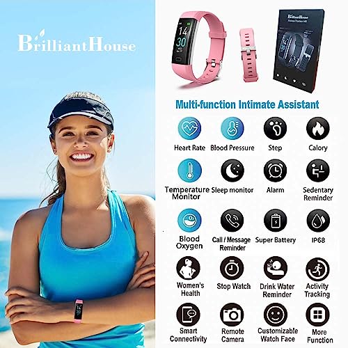 Fitness Tracker Smart Watch, Heart Rate Monitor, Blood Pressure, Oxygen, Sleep Tracker, IP68 Waterproof, Pedometer, Men Women Kids