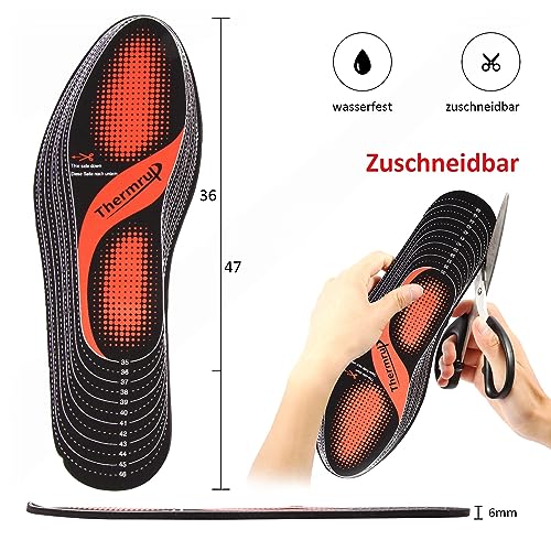 Thermrup Heated Insoles: Foot Warmers, Rechargeable Battery, Far Infrared - Size 4.5-14, 4 Temp Settings