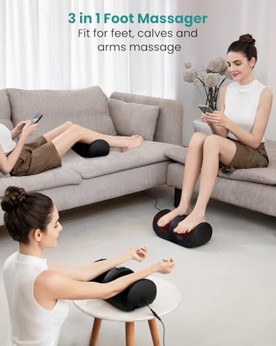 Nekteck Shiatsu Foot Massager with Heat, Roller Massage - Circulation Pain Relief, Office & Home - Lightweight & Compact