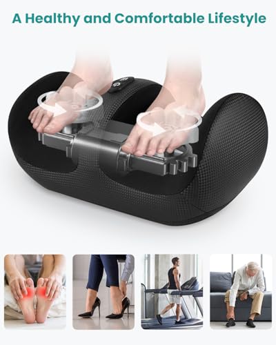 Nekteck Shiatsu Foot Massager with Heat, Roller Massage - Circulation Pain Relief, Office & Home - Lightweight & Compact
