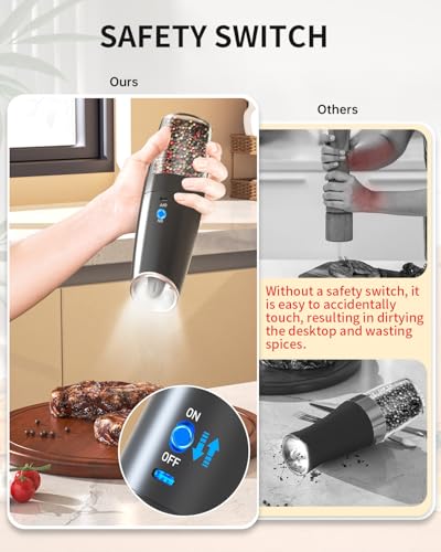 CIRCLE JOY Electric Salt & Pepper Grinder Set with LED Light
