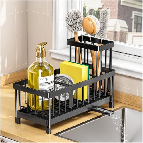 Rustproof Stainless Steel Sponge Holder for Kitchen Sink Organizers, Soap Dispenser Storage Essentials