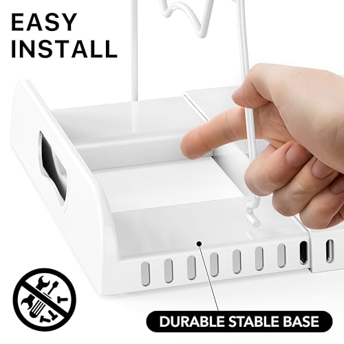 SIMPLE HOUSEWARE Pan Organizer Rack, Adjustable Compartments, White - Kitchen Cabinet Organizer for Pots, Pans, Bakeware