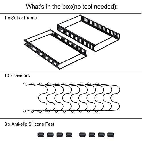Toplife Expandable Pans Organizer Rack: 10 Adjustable Compartments, Black