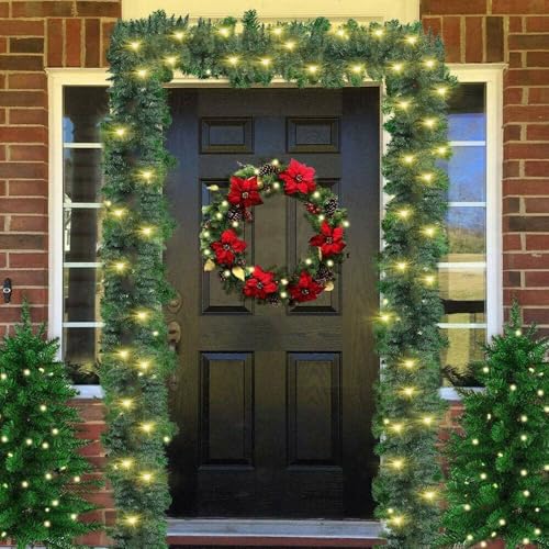 Christmas Door Garland Kit 18FT with 70 LED Lights Warm White