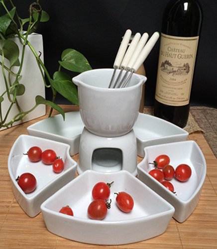 Kabalo Chocolate Fondue Set: 11pc Ceramic with Stainless Steel Forks