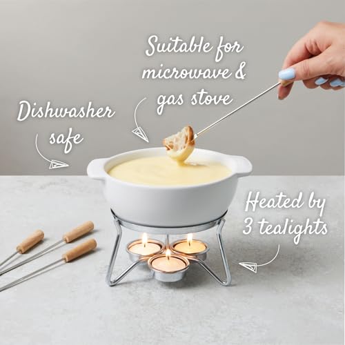 Boska Cheese Fondue Set: Microwave-Safe Ceramic Pot for 4