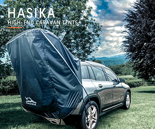 Hasika SUV Camping Tent Tailgate Awning with Screen Net, Waterproof 3000mm, UPF 50+, Black, Large